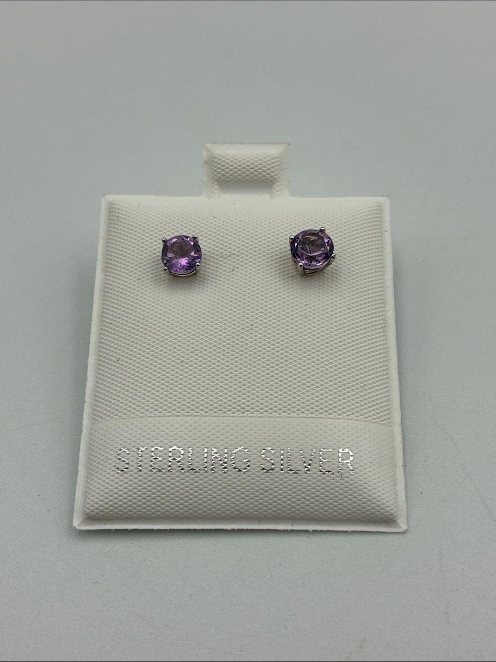 Sterling Silver Purple Amethyst Round Stud Earrings